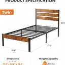 OLIXIS Twin Platform Bed Frame with Wooden Headboard and Footboard, Heavy Duty Metal Slat Mattress Base, 500 LBS Weight Capacity, Sturdy Stable Structure, No Box Spring Needed, Quick Simple Assembly
