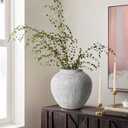 Rustic White Ceramic Vase Farmhouse Round Flower Clay Pottery Large Terracotta Floor Vases for Decorative Centerpiece Vintage Home Decor Aesthetic for Living Room Bedroom Table Entryway