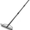 Garden Rake, 6FT Bow Rake Heavy Duty Leveling Rake with Adjustable Handle, 17 Tines Wide Head Metal Thatch Rake for Gardening Leaves Lawn Yard Mulch Rake