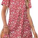 WIHOLL Dresses for Women 2025 Casual Summer V Neck Wedding Guest Dress Short Sleeve Fashion Beach Vacation Clothes, Size L