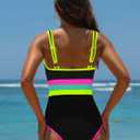 popvil Women's One Piece Swimsuits Tummy Control -Slimming Bathing Suit Modest Neon Sport Swimwear 2026 (Black, M)
