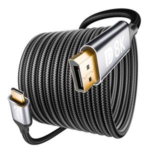 VIOY USB C to Displayport Cable 6.6 FT, Unidirection Type C to DP 1.4 Cable(8K@60HZ 4K@240HZ), Thunderbolt 4/3 to Display Port Cord Compatible with MacBook Pro/Air, iPad, iPhone15-17 Pro/Max, Galaxy, 2 Pcs