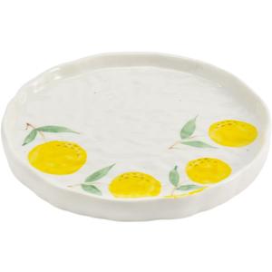 Koythin Ceramic Dinner Plate, Cute Fruits Creative Plates Design, Printed Flowers Dinnerware for Office and Home, Kitchen Plates for Dessert (Orange) (Persimmon)