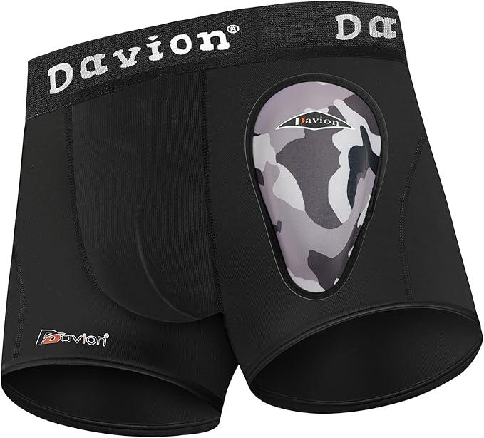 Davion Baseball Cup Youth Boys Underwear with Protective Athletic Cup for Boys, Soft Sports Protection for Baseball Football, 2-Pack Size M
