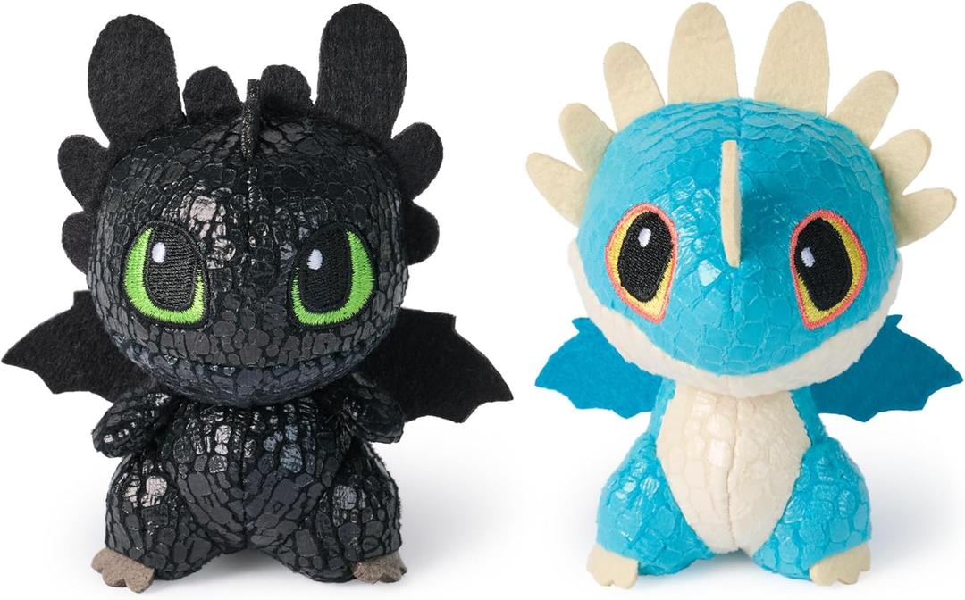 DreamWorks Dragons How to Train Your Dragon Mini Plushies, Toothless & Deadly Nadder 2-Pack, 3” Stuffed Animals, Kids Toys for Boys Ages 4 & Up