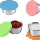 4x1.6 Oz Condiment Containers with Lids,Salad Dressing Container To Go,Small Reusable Stainless Steel Sauce Containers For Lunch Boxes Picnics Travel Meal Prep Kitchen Storage (4PC-1.6oz)
