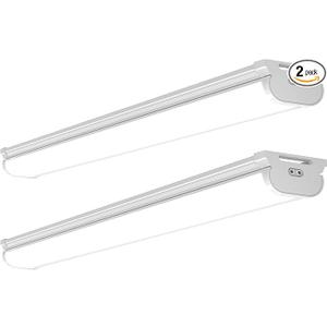 Barrina LED Shop Lights for Workshop 4FT, 5000K Daylight White, 45W, 5000LM, Hidden Wiring, Linkable 4FT Light Fixture Cord with ON/Off, Frosted Cover, LED Ceiling Light for Garage, Kitchen, 2 Packs