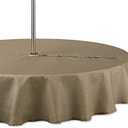 DII Indoor/Outdoor Tabletop Collection Umbrella Hole with Zipper, Machine Washable, Tonal Lattice, Tablecloth, 60" Round, Stone