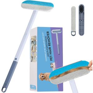2 x Pet Hair Remover for Furniture  23.2Inch Reusable Dog & Cat Hair Removal Brush, Washable Lint Cleaner with Long Handle, 4-in-1 Pet Hair Remover for Couch, Carpet, Clothes & Bedding