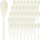 50 Pack Wooden Spoons Bulk, 8 Inch Wooden Spoons for Crafts Long Handle Wood Kitchen Spoon Disposable Cooking Mixing Spoon Gifts for Eating, Outdoor Camping, Party, Crafts, Dinner Events