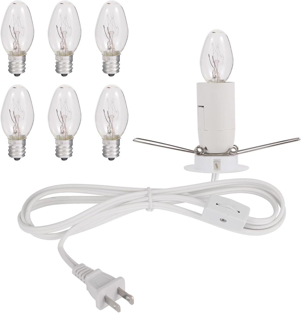 Himalayan Salt Lamp Cord, Christmas Bulb,Salt Lamp Cord with Dimmer Control and Base Assembly,6 Feet,E12 Base for Himalayan Salt Lampsand with 2 Free 7W Bulbs (White)