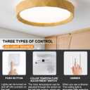 ANYLOVE 15 inch LED Flush Mount Ceiling Light Fixture,3000K 4000K 5000K Adjustable Ceiling Lights, Farmhouse Oak Wood Grain Ceiling Light for Bedroom Hallway Bathroom Kitchen