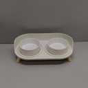 Raised Cat Food and Water Bowl Set - Elevated Ceramic Dishes With Non-Slip Stand and Splash Guard for Small Dogs - 2 x 480 ML (16.2 OZ) (White)