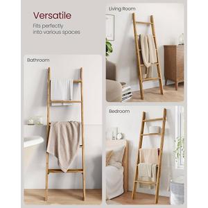 Blanket Ladder Decorative Farmhouse for The Living Room, 5-Tier Ladder Shelf, Ladder Rack for Storage and Decor, Wood