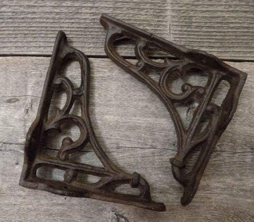 2 Antique Style Shelf Brace Wall Bracket Cast Iron Brackets Small 3 1/2" X 3 7/8"