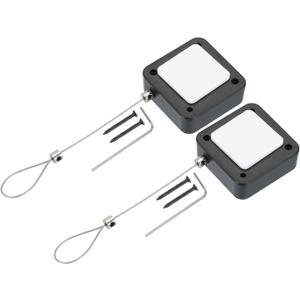 PATIKIL 5 ft Retractable Remote Control Tether, 2 Pack Security Cable Lanyard Lock with Double Sided Adhesive & Screw for TV Remote Control Gaming Controller, Black(Lock Buckles)