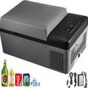 VEVOR C20 Portable 21 Quart(20 Liter) 12 Volt App Control(-4~68), Car Refrigerator Electric Compressor Cooler with 12/24v DC & 110-240v AC for Camping, Travel, Fishing, Outdoor, Gray+Black