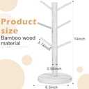 Patelai Coffee Mug Tree 14 Inch Wood Mug Holder Stand with 6 Hooks for Counter, Coffee Bar Accessories and Organizer Station Removable(White)
