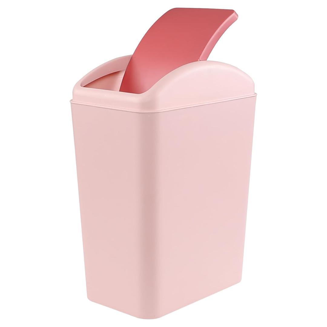 4.5 Gallon Trash Can with Swing Lid, Plastic Swing Top Trash Can (Pink)