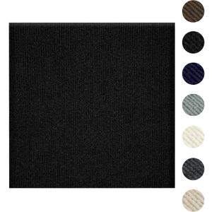 Carpet Tiles Peel and Stick 24 x 24, Self Adhesive Soft Padded Flooring Stickers, Black Home Decor for Bedroom Living Room Office, 10 Tiles & 40 sq ft per Box