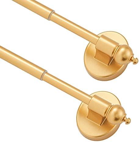 BOOM JOG Magnetic Curtain Rods for Metal Doors，Multi-Use Adjustable Appliance for Windows Iron Steel Places，9-16 Inch，Gold，2 Pack
