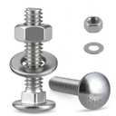 1/4-20 x 2-1/2" Carriage Bolts 304 Stainless Steel 18-8,Round Head Square Neck (18Sets) Bolts and Nuts Kit with Flat Washers