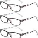 Kerecsen Reading Glasses 5 Pairs Fashion Ladies Readers Spring Hinge with Pattern Print Eyeglasses for Women (5 Pack Gray, 1.75)