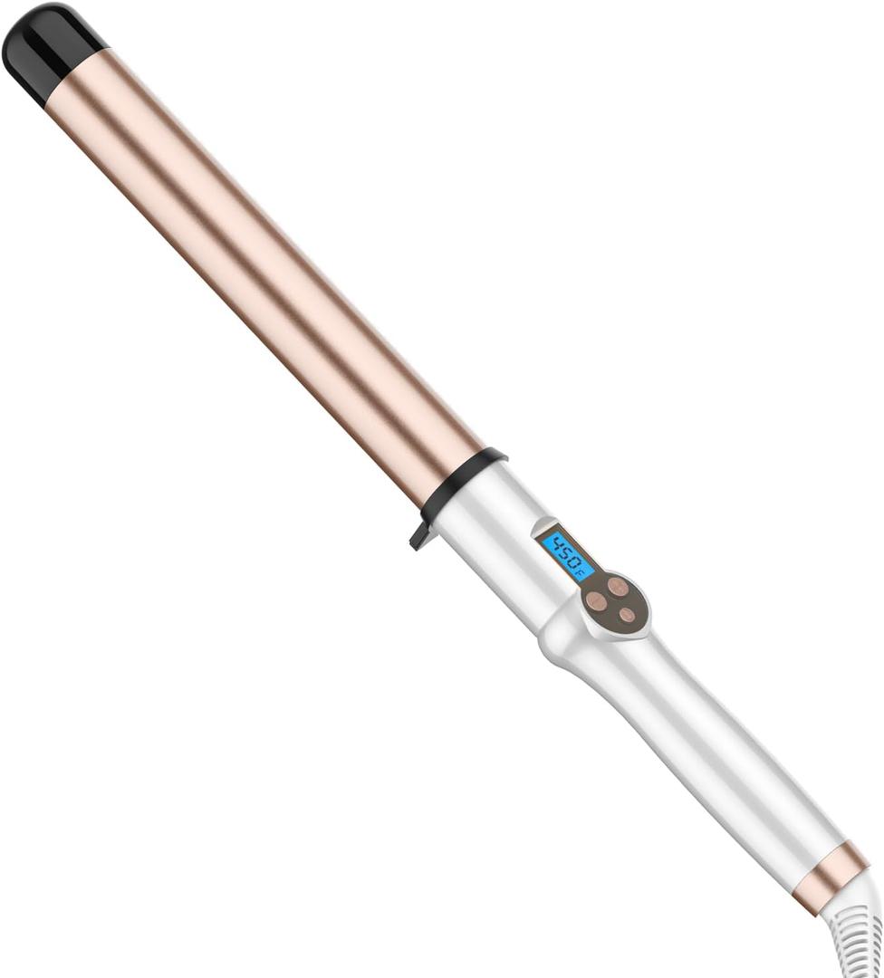 1 1/4 Inch Extra Long Barrel Curling Wand, Ceramic Tourmaline Curling Wand Professional Dual Voltage with Adjustable Temperature