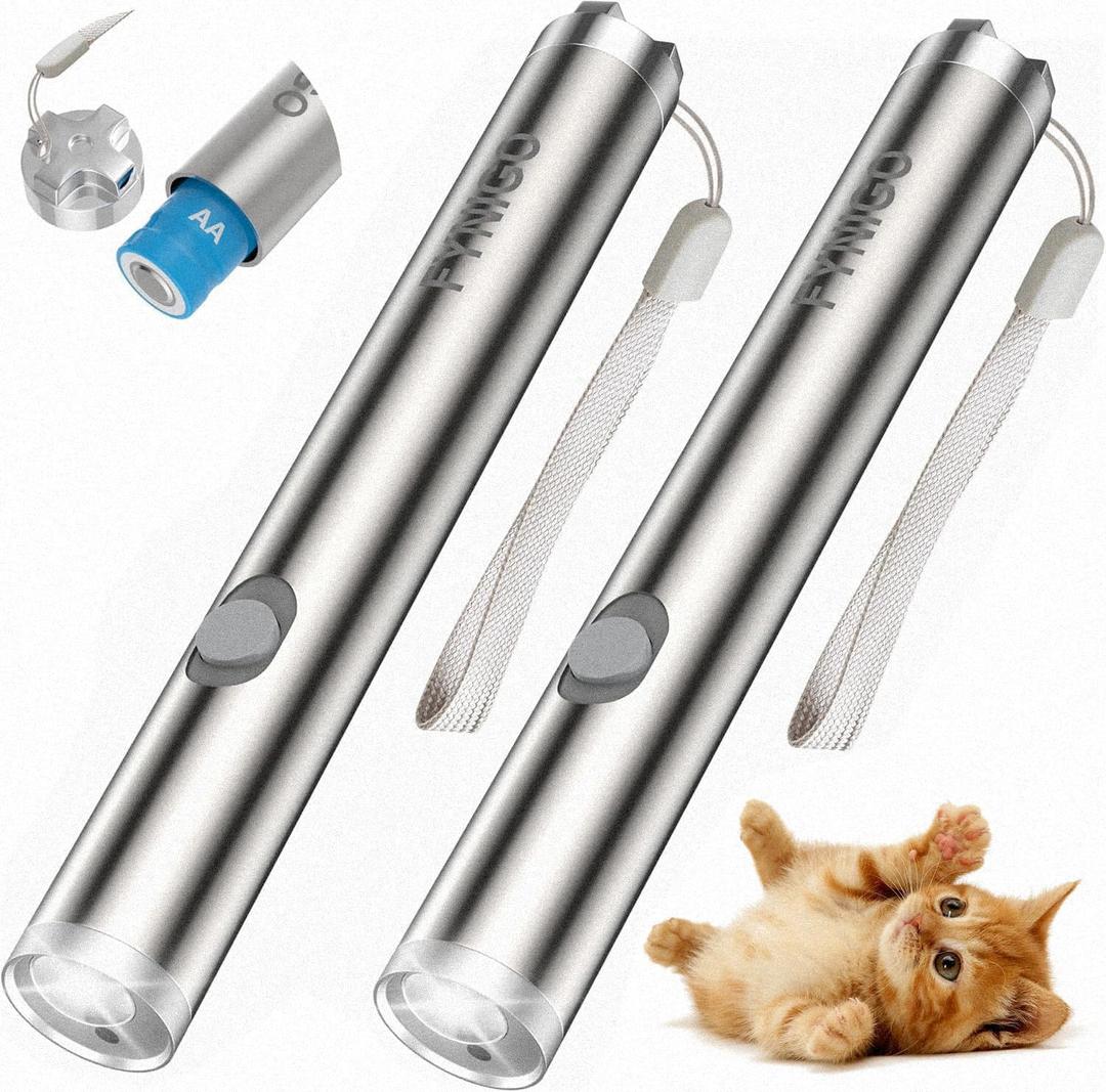 FYNIGO 2 Pcs Interactive Cat Toys for Indoor Cats | 2 Modes & AA Battery Classic Type | Cat Toys for Bored Indoor Adult Cats Dogs Kittens Chase Exercise