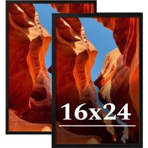 16x24 Picture Frame Set of 2, 16 x 24 Black Picture Frame with HD Plexiglas, 16 by 24 Poster Frame, Display Frame for Vertical or Horizontal, Presenting Spatial Aesthetics-Form & Light Series
