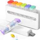 Weekly Pill Organizer 2 Times a Day - Am Pm Pill Box 7 Day, Large Twice Medicine Pill Case for Daily Medication, Vitamins, Fish Oils, Supplements Portable Week Pill Holder Container, Translucent White