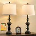 SAIWEYA 27.5" Farmhouse Table Lamps Set of 2, 3 Way Dimmable Bedside Lamps