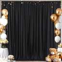 8x10FT Black Backdrop Curtains for Wedding Parties, Wrinkle Free Polyester Photography Backdrop Drapes for Wedding Baby Shower Birthday Parties Stage Background Stand Decorations 4x10ft,2 Panels