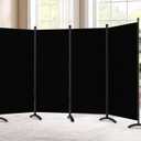 Room Divider-Folding Privacy Screens, 6 ft Partition Room Dividers Wall for Separation, Home, Office, Classroom, Studio (Black, 4 Panel)