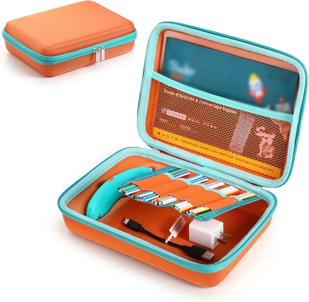 Hard Case Compatible with 3Doodler Start+ Essentials (2023, 2024) for 3D Pen Set for Kids, Art Activity Set Carrier Case for Printing Filament Refill and USB Charger, Orange (Box Only)