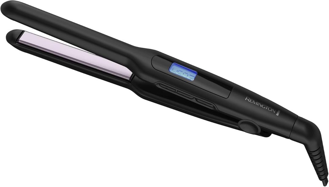Remington 1/2" Flat Iron, Hair Straightener with Anti-Static Technology, 15-Second Heat Up & 60 Minute Auto Shut Off, 30% Longer Ceramic Floating Plates, Titanium + Ceramic Coating (1/2", Black)