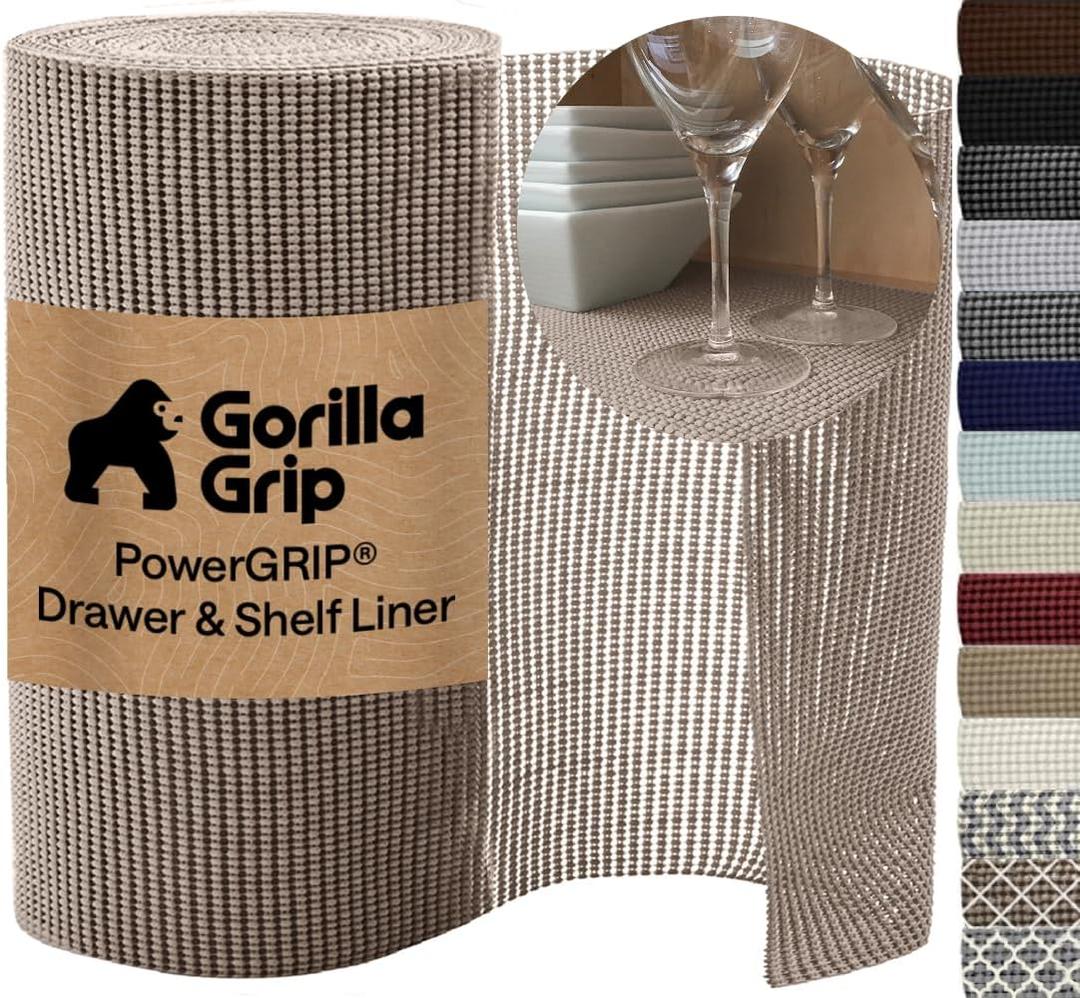 GORILLA GRIP powerGRIP Drawer Shelf and Cabinet Liner, 24"x30', Beige