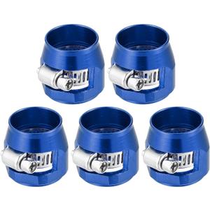 X AUTOHAUX 5 Pcs AN10 Hex Car Hose Finisher Flexible Rubber Pipe Clamp with Screw Band Adapter Fitting for Oil Fuel Water Tube Blue