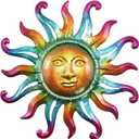 MACLARONX Metal Sun Wall Art Decor,15" Sun Face for Outdoor Yard Fence Garden Patio Living Room Home Decorations Farmhouse Indoor Gift for Housewarming, G1 (Green)