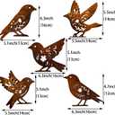 5PCS Rusty Birds Decoration,Metal Birds Garden Decor for Outside,Outdoor Bird Wall Decor,Metal Birds Craft Statue Ornaments - Garden Sculptures,Outdoor and Yard Art, Lawn Ornaments