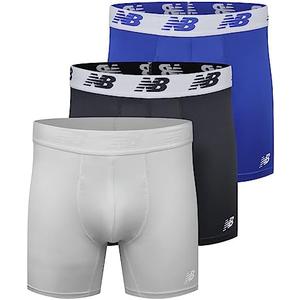 New Balance Men's No Fly Trunks Underwear, Jacquard Waistband, Breathable Lightweight, Moisture Wicking (3 Pack), M