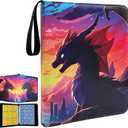 Card Binder Card Folder for Boys Girls Gift,9 Pocket Card Binder,900 Cards Collectible Trading Card Holder Case with 50 Sleeves,Collector Album with Zipper for Game Cards, Red