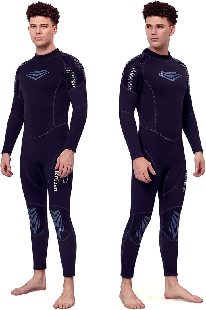 Rrtizan Wetsuit Women and Men, 3mm Skin Protection Wet Suits for Women Men in Cold Water, Warm Full Body Diving Suit for Diving Surfing Swimming (3X-Large, Men Black+Silver)