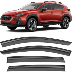 Shatterproof Taped-On Window Deflectors for Subaru Crosstrek 2024 2025 with Black Trim, Rain Guards, Window Visors for Cars, Vent Deflector, 4pcs