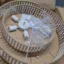24" Boho Chandelier Light Fixtures,5 Lights Farmhouse Wood Beaded Drum Chandeliers Rattan Handed Woven Lighting for Dining Room Living Room Kitchen Bedroom