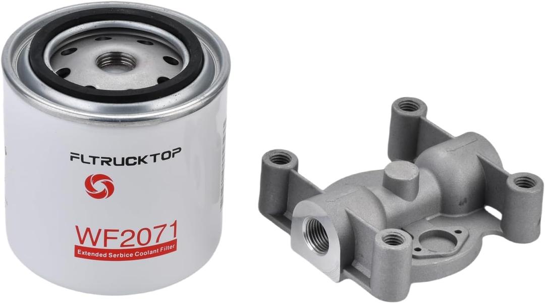 WF2071 204163S Coolant Filter with Filter Base Compatible with Freightliner International Peterbilt modelFor Cummins ISL ISC ISB ISX For Caterpillar C16 C15 C13 C12 Engine