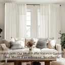 Neutral Farmhouse Curtains for Living Room 84 Inches Long,Taupe Cream Boho Light Filtering Sheer Patterned Modern Beautiful Linen Curtains with Floral Pattern Design Dining Room 84 Length 2 Panels Set
