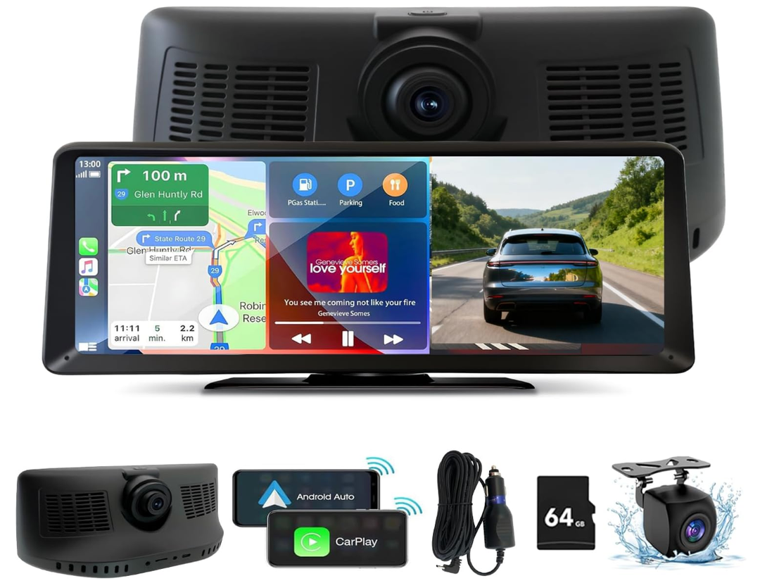 8.1" HD Carplay Screen for Car Stereo, 2K Dash Cam Wireless Portable Touch Screen Car Play with Apple Carplay & Android Auto with 1080P Back Up Camera, Bluetooth, Mirror Link, GPS , AUX, Voice Control