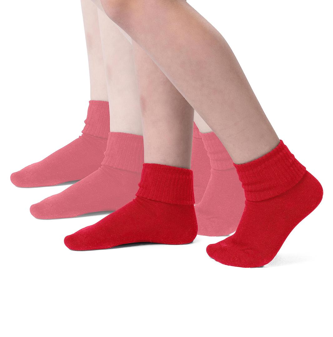 Classroom Girls' Girls/Junior Triple Roll Socks Bamboo Blend, Ultra-Soft, Smooth & Comfortable, Moisture-wicking, Fade-resistant, Help Averts Blisters, Easy Care, S, Red