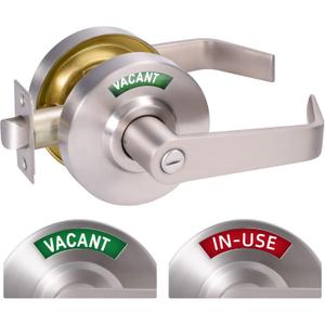 Brushed Nickel Commercial Door Handle, ANSi Grade2, Vacant Occupied Bathroom Door Handle Lock, Commercial Privacy Lever Door Handles with Occupancy Indicator